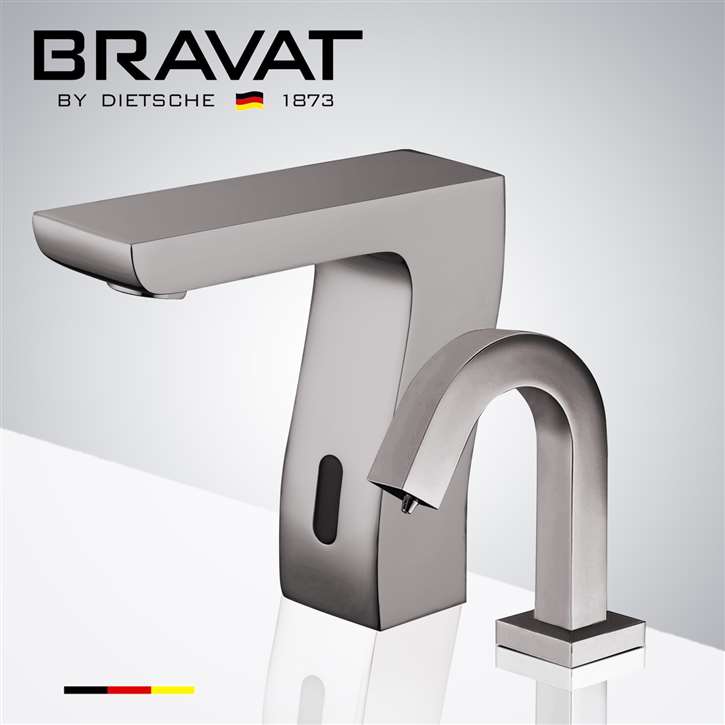 Bravat Commercial Automatic Motion Brushed Nickel Sensor Faucets with Automatic Soap Dispenser