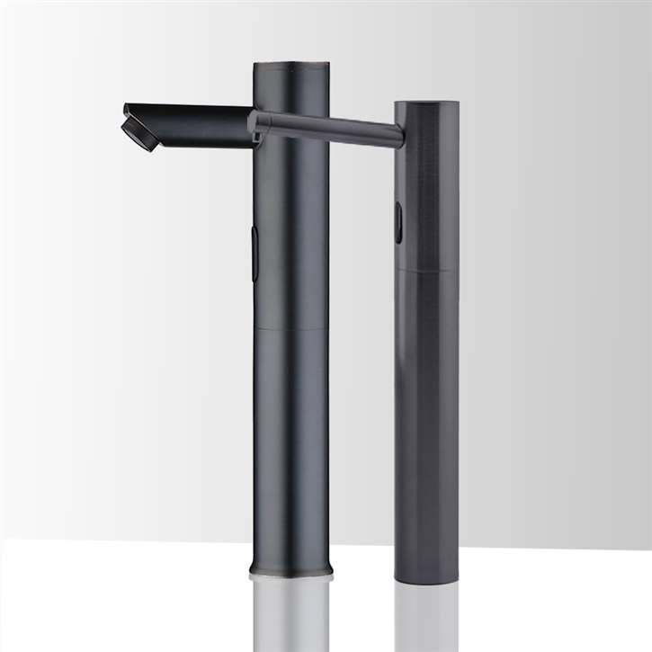 Fontana Commercial Automatic Matte Black Sensor Faucet with Matching Automatic Soap Dispenser for Restrooms