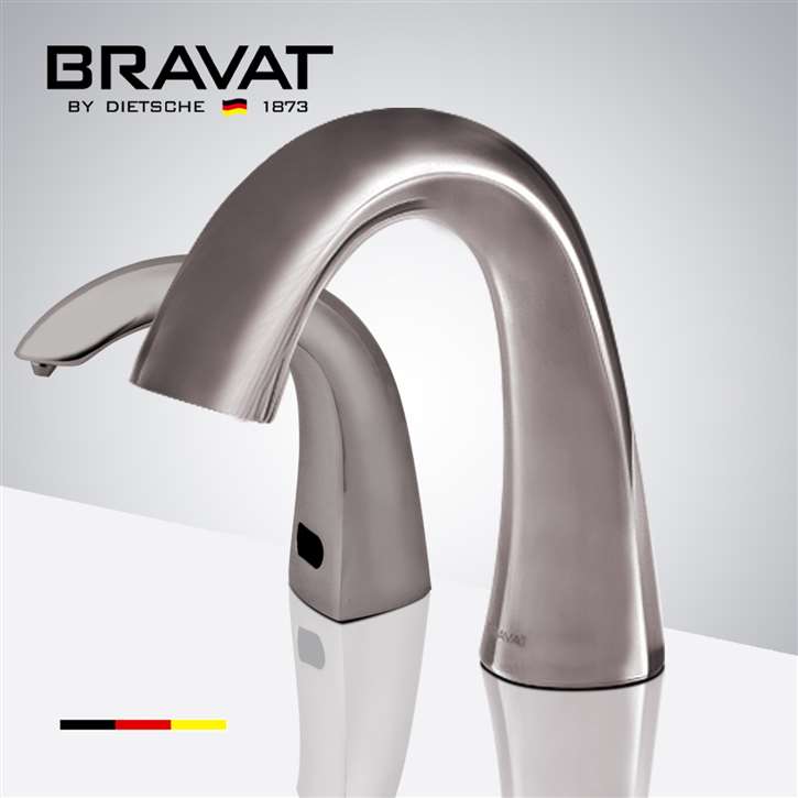 Fontana Bravat Commercial Automatic Brushed Nickel Sensor Faucet and Automatic Soap Dispenser