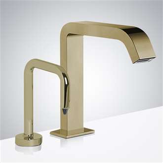 Fontana Commercial Hands-free Automatic Sensor Faucet and Touchless Liquid Soap Dispenser in Brushed Gold Finish