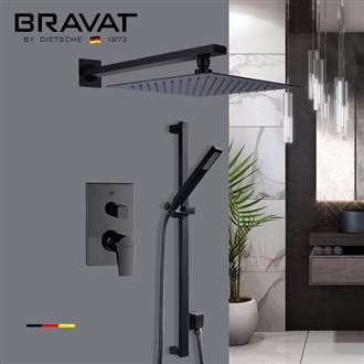 Bravat Thermostatic Shower Set with 2-Way Concealed Shower Mixer Valve and Handheld Shower In Dark Oil Rubbed Bronze Finish