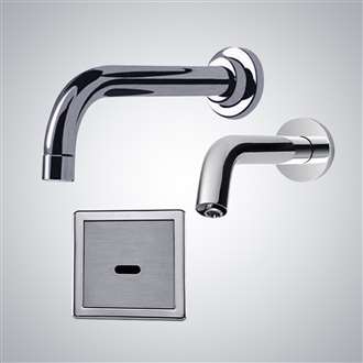 Fontana Commercial Wall Mount Chrome Automatic Motion Sensor Faucet with Deck Mount Soap Dispenser