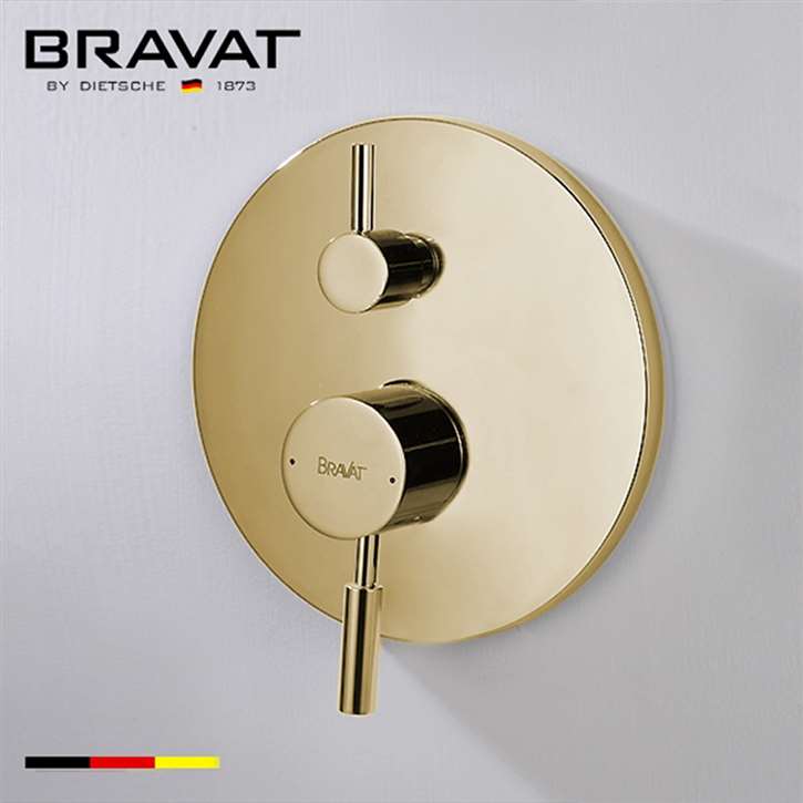 Bravat Brushed Gold Shower Valve Mixer 2-Way Concealed Wall Mounted