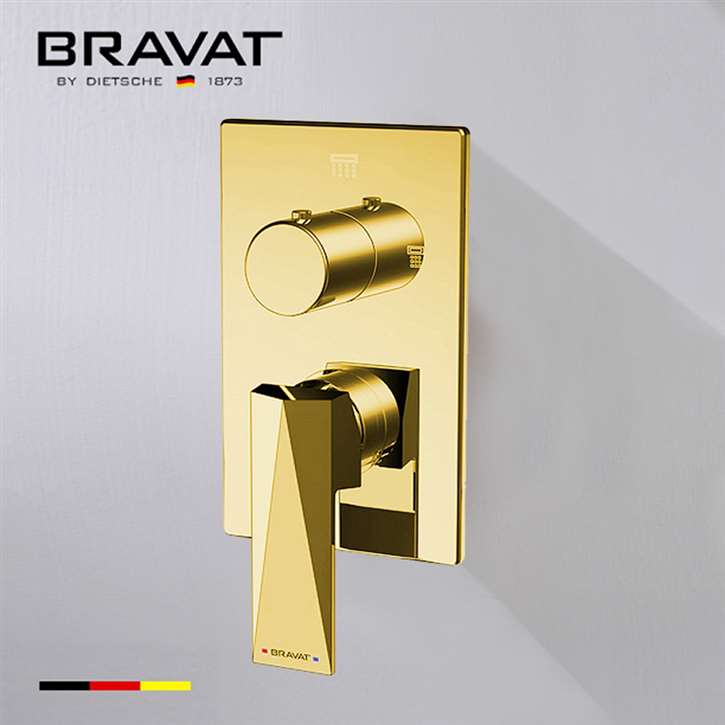 Bravat Shower Valve Mixer 2-Way Concealed Wall Mounted In Gold