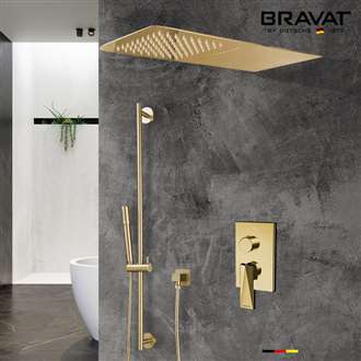 Brushed Gold Waterfall & Rainfall Shower Set With Handheld Shower