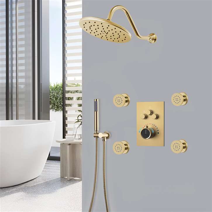 Fontana Nimes Brushed Gold  Shower Set