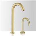 Fontana Cancun Slim Gooseneck Brushed Gold Commercial Sensor Faucet & Automatic Soap Dispenser in Brushed Gold