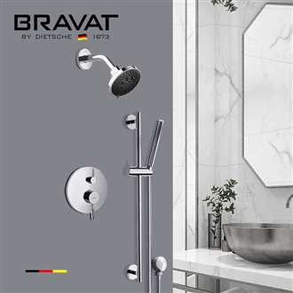 Bravat Thermostatic Wall Mounted Round Shower Set with Hand Shower in Chrome Finish