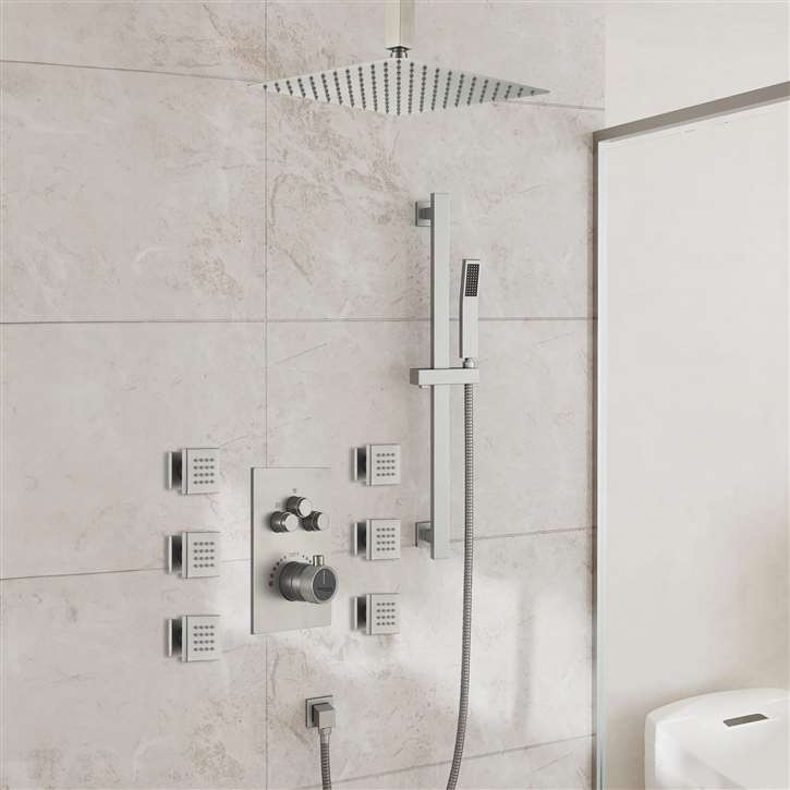 Fontana Roanne Brushed Nickel Shower Set Ceiling Mounted