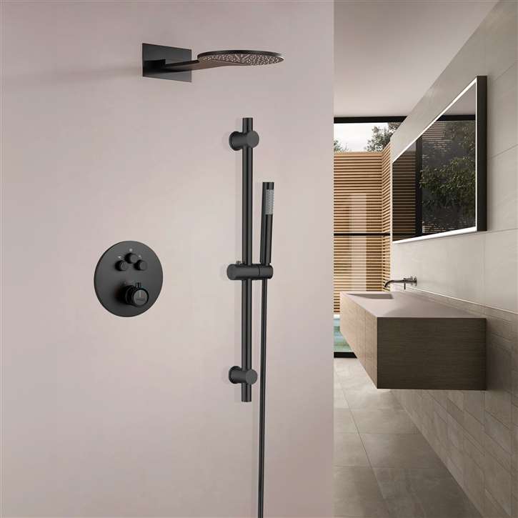 Fontana Ajaccio Matte Black Wall Mounted Shower Set