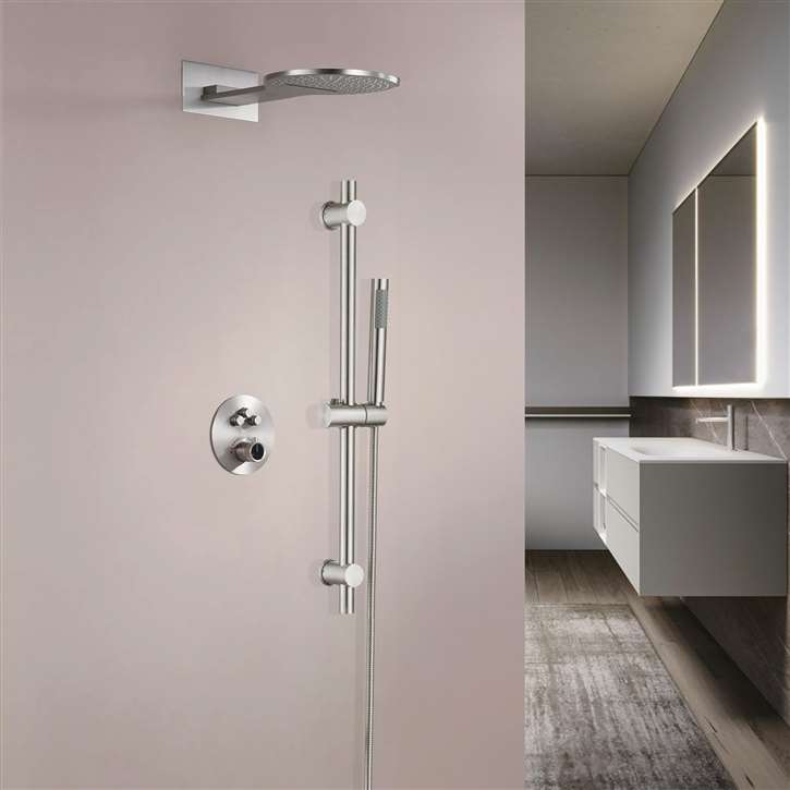 Fontana Valence Brushed Nickel Waterfall Shower Set