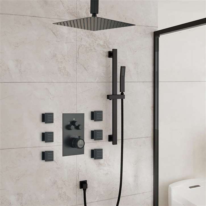 Fontana Creil Matte Black Shower Set with Handheld Shower