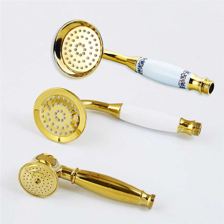 Beauvais Hand Held Gold 3-Styles Rain Shower Head