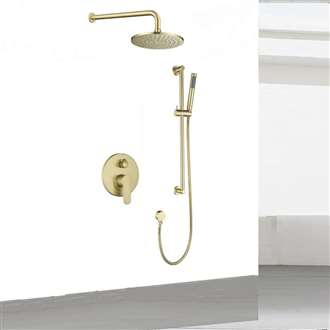 Fontana Bravaria Brushed Gold Solid Brass Round Shower Head Set