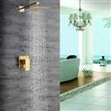 Lucca Golden Brass Finish Bathroom Rain Shower Head Valve Mixer Set