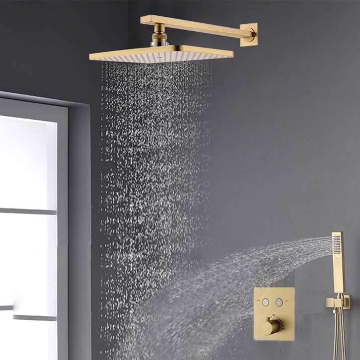 Fontana Chatou Brushed Gold Bathroom Thermostatic Shower Mixer Set