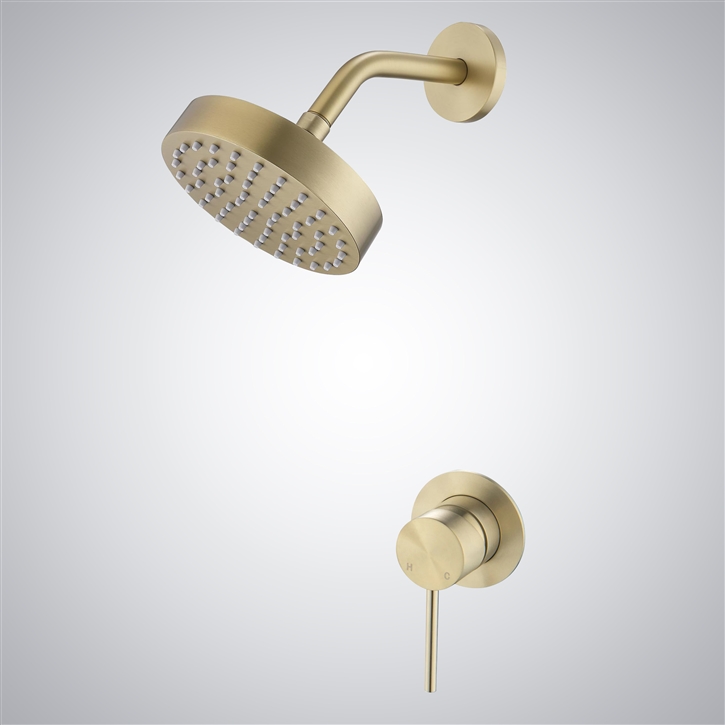 Fontana Dijon Brushed Gold High Pressure Brass Rainfall Shower Head Set