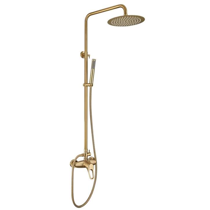 Fontana SÃƒÂ¨te Brushed Gold Wall Mounted Rainfall Shower Head Set