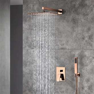 Carpi Rose Gold Square Wall Mounted Rainfall Shower Head Combo Set