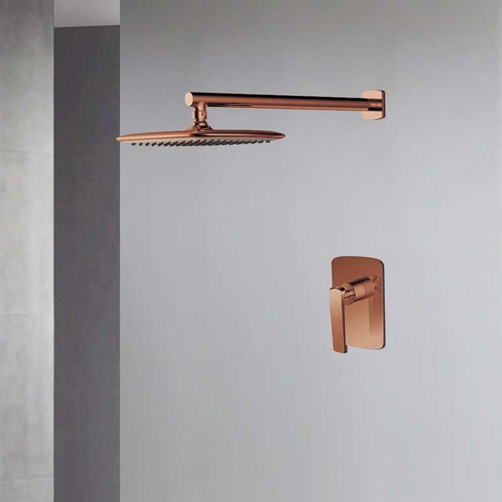 Fontana Melun Wall Mounted Brass Rose Gold Rainfall Shower Head Set