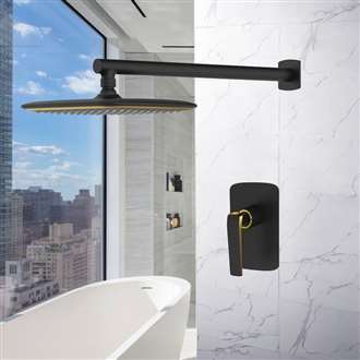 Fontana Melun Wall Mounted Brass Black Gold Rainfall Shower Head Set