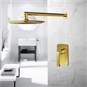 Fontana Melun Wall Mounted Brass Gold Rainfall Shower Head Set