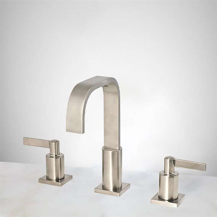 Kelowna Brushed Nickel Deck-Mount Bathroom Sink Faucet