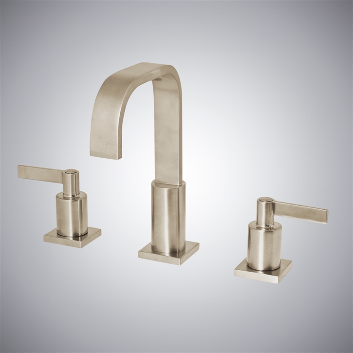 Kelowna Brushed Nickel Deck-Mount Bathroom Sink Faucet