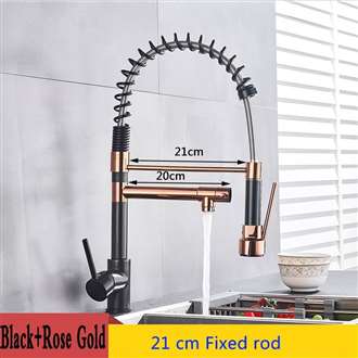 Fontana Dax Black and Rose Gold Pull Down Dual Swivel Spout Kitchen Faucet