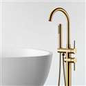 Fontana Le Havre Matt Gold Dual Handle with Hand Sprayer Bathtub Faucet