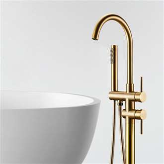 Fontana Le Havre Matt Gold Dual Handle with Hand Sprayer Bathtub Faucet