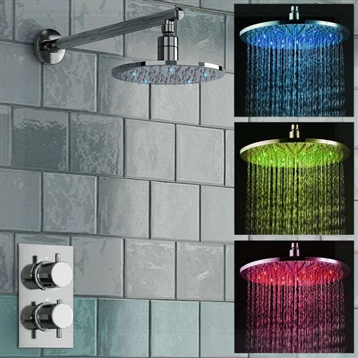 Fontana Milan Round Thermostatic Mixer Shower Set with Optional LED Lighting