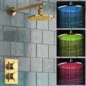 8" Round LED Thermostatic Mixer Shower Kit Modern Bathroom Concealed Set