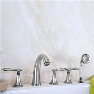 Boeotia Deck Mount Bathtub Faucet with Handheld Shower