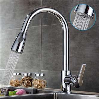 Fontana Le Havre Metallic Chrome Sensorless Kitchen Faucet with Pull Down Sprayer