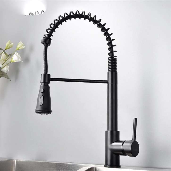 Fontana Cholet Matte Black Finish Pull Down Stainless Steel Sensorless Kitchen Faucet