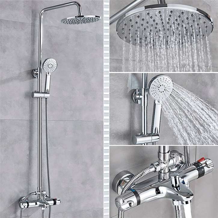 Dual Handle Chrome Thermostatic Shower Spout