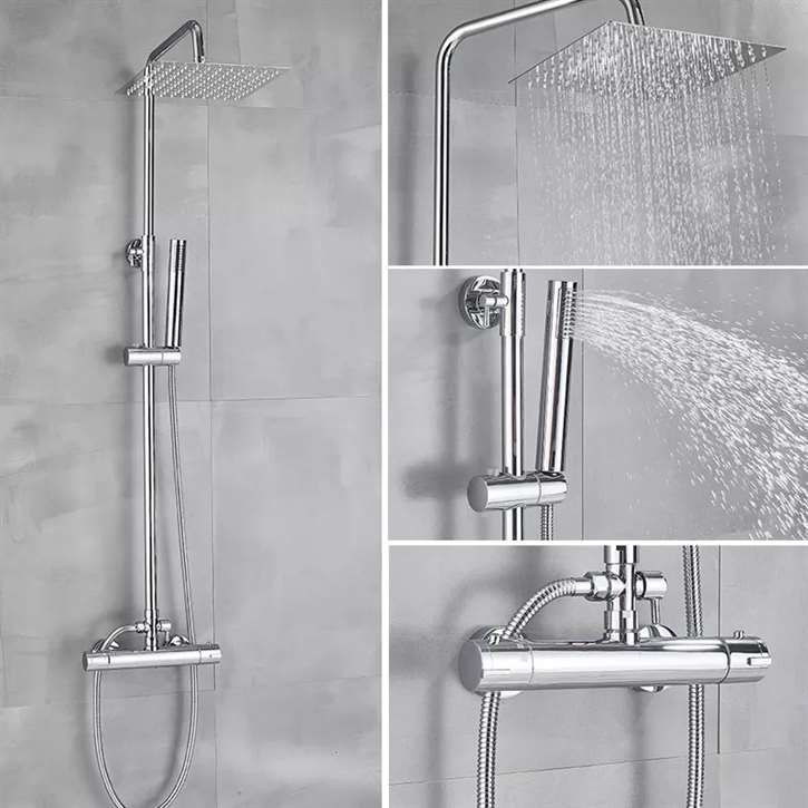 Dual Handle Chrome Thermostatic Shower Spout