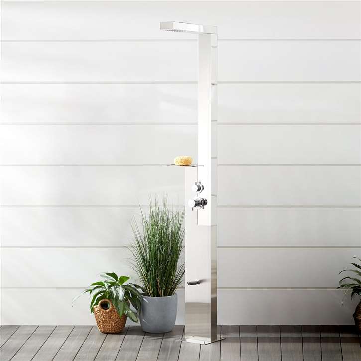 Fontana Silver Stainless Steel Outdoor Shower Column Panel