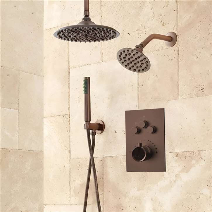 Fontana Treguncâ€Ž  Oil Rubbed Bronze Dual Round Shower Head Set