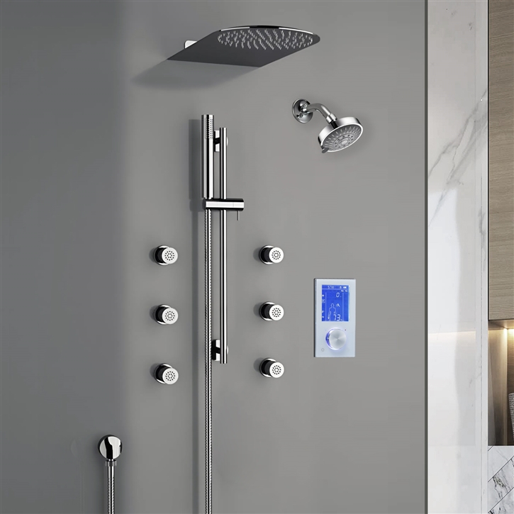 Fontana Luisant  Digital Dual Rain Showerhead With Six Jet Sprays and Handshower