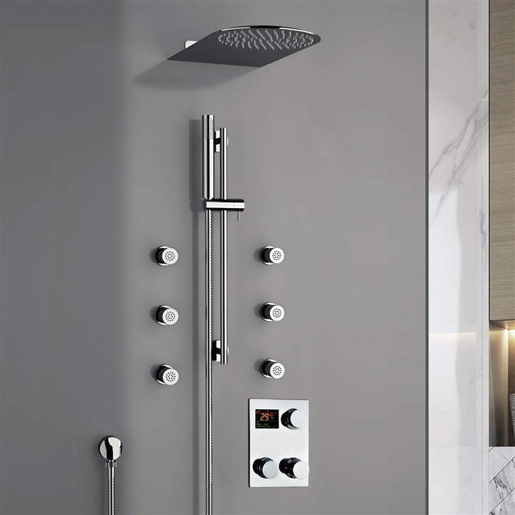 Fontana Deluxe Rain Showerhead With Six Jet Sprays and Handshower