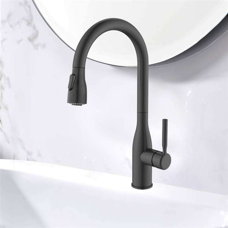 Fontana Le Havre Brass Pull Down Sensorless Kitchen Faucet Matte Black Finish