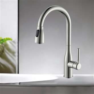 Fontana Melun Brass Pull Down Sensorless Kitchen Faucet Brushed Nickel Finish