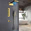 Modena Gold Plated Waterfall & Rainfall LED Showerhead Set