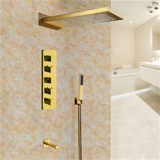 Modena Gold Plated Waterfall & Rainfall Showerhead Set