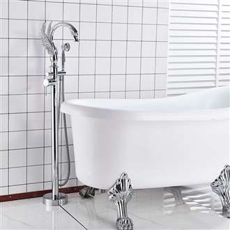 Fontana Melun Chrome Finish Swan Shape Bath Tub Faucet Single Handle with Hand Shower Type A