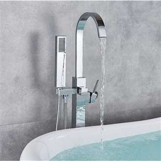 Fontana Carpi Bath Tub Faucet Floor Mounted Chrome Finish with Handheld Spray