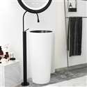 Fontana Creteil Gooseneck Floor Standing Basin Bathroom Faucet Hot Cold Mixer Tap Matte Black Finish