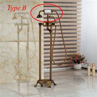 Fontana Chatou Antique Brass Floor Stand Bathtub Shower Faucet with Hand Shower